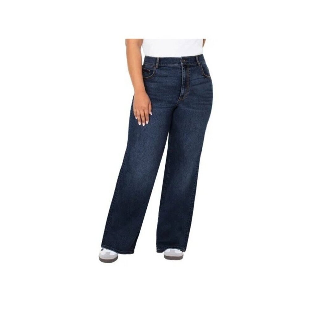 NWT Well Worn Women's 8/29 Wide Leg High Rise Blue Dark Wash Jeans J2135